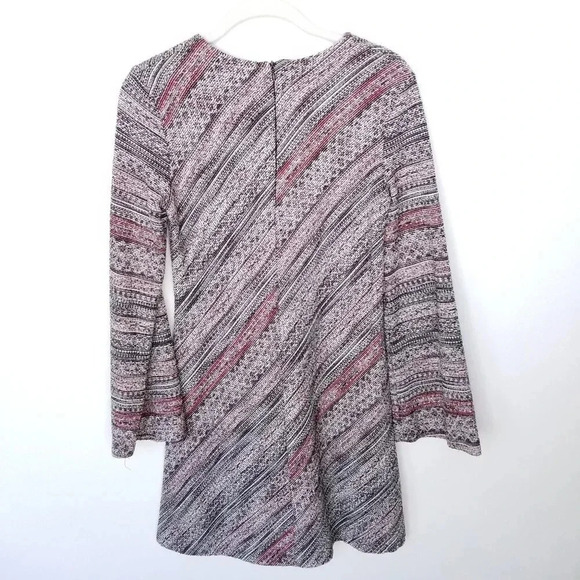 Zara | W&B Collection Knitted Textured Tweed Bell Sleeve Mini Dress Size Medium - Picture 6 of 11
